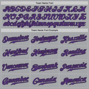 Custom Gray Pinstripe Baseball Jersey with Purple-Black - Image 3