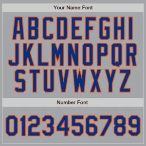 Custom Gray Pinstripe Baseball Jersey with Royal-Orange - Image 2