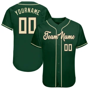 Custom Green Baseball Jersey with Cream-Black