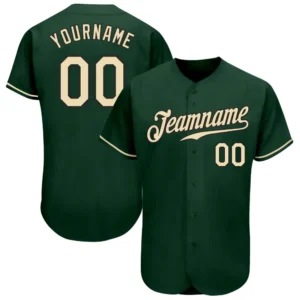 Custom Green Baseball Jersey with Cream-Black