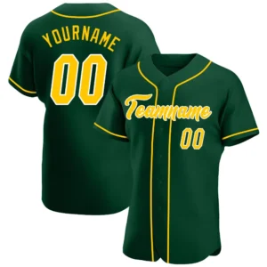 Custom Green Baseball Jersey with Gold-White