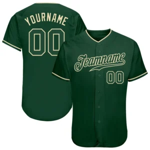 Custom Green Baseball Jersey with Green-Cream