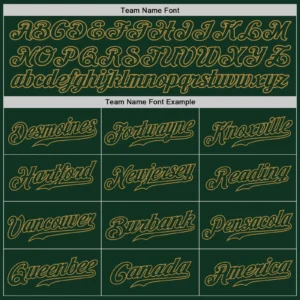 Custom Green Baseball Jersey with Green-Old Gold - Image 2