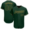Custom Green Baseball Jersey with Green-Old Gold