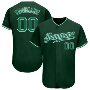 Custom Green Baseball Jersey with Kelly Green-White
