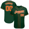 Custom Green Baseball Jersey with Orange-White