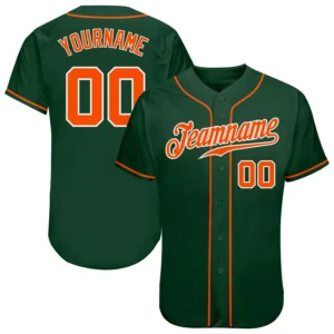 Custom Green Baseball Jersey with Orange-White