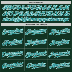 Custom Green Baseball Jersey with Teal-White - Image 2