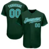 Custom Green Baseball Jersey with Teal-White