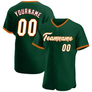 Custom Green Baseball Jersey with White-Gold