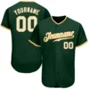 Custom Green Baseball Jersey with White-Gold