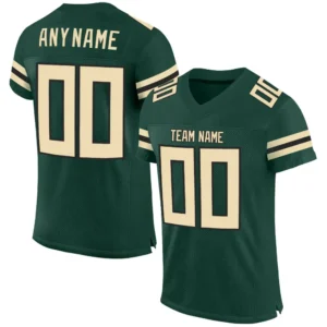 Custom Green Mesh Football Jersey with Cream-Black