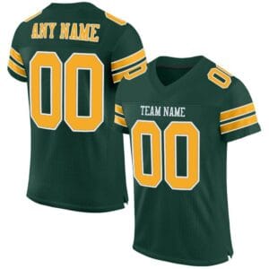 Custom Green Mesh Football Jersey with Gold