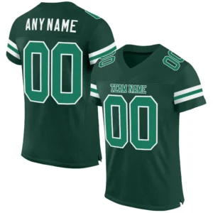 Custom Green Mesh Football Jersey with Kelly Green-White