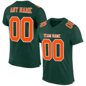 Custom Green Mesh Football Jersey with Orange
