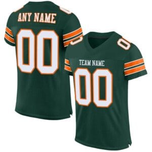 Custom Green Mesh Football Jersey with White-Orange