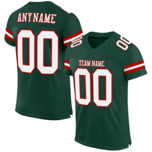 Custom Green Mesh Football Jersey with White-Red