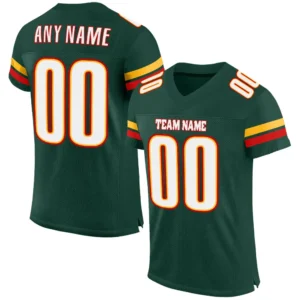 Custom Green Mesh Football Jersey with White-Red