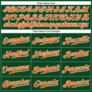 Custom Green Pinstripe Baseball Jersey with Orange-White - Image 2
