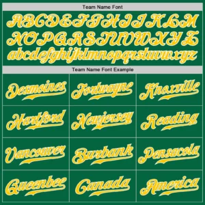 Custom Kelly Green Baseball Jersey with Gold-White - Image 3