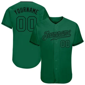 Custom Kelly Green Baseball Jersey with Kelly Green-Black
