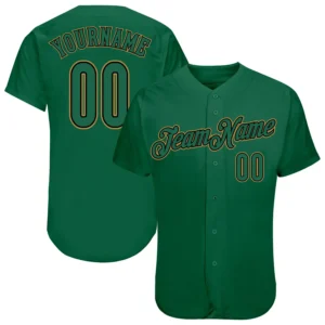 Custom Kelly Green Baseball Jersey with Kelly Green-Old Gold