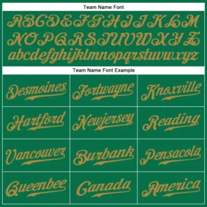 Custom Kelly Green Baseball Jersey with Old Gold - Image 2