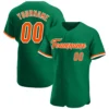 Custom Kelly Green Baseball Jersey with Orange-White