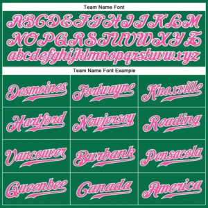 Custom Kelly Green Baseball Jersey with Pink-White - Image 2