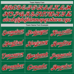 Custom Kelly Green Baseball Jersey with Red-White - Image 2