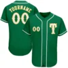Custom Kelly Green Baseball Jersey with White-Gold