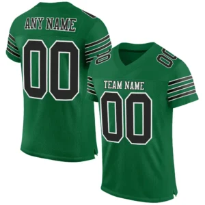 Custom Kelly Green Mesh Football Jersey with Black