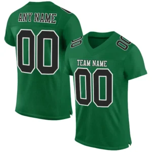 Custom Kelly Green Mesh Football Jersey with Black