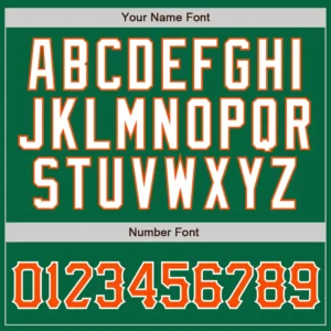 Custom Kelly Green Pinstripe Baseball Jersey with Orange-White - Image 2