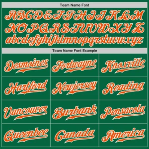 Custom Kelly Green Pinstripe Baseball Jersey with Orange-White - Image 3