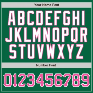 Custom Kelly Green Pinstripe Baseball Jersey with Pink-White - Image 2