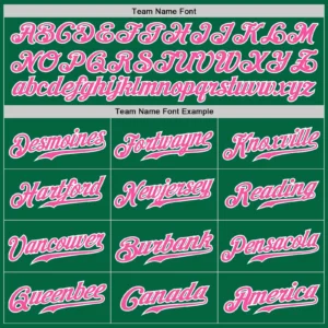 Custom Kelly Green Pinstripe Baseball Jersey with Pink-White - Image 3