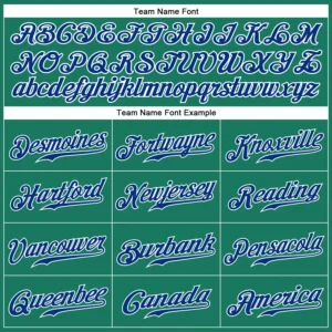 Custom Kelly Green Pinstripe Baseball Jersey with Royal-White - Image 2