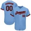 Custom Light Blue Baseball Jersey with Black-Red