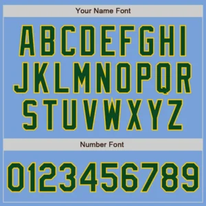 Custom Light Blue Baseball Jersey with Green-Gold - Image 3