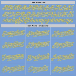 Custom Light Blue Baseball Jersey with Light Blue-Gold - Image 2