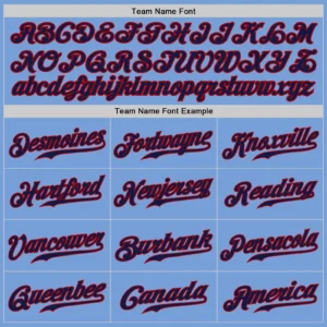 Custom Light Blue Baseball Jersey with Navy-Red - Image 2
