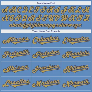 Custom Light Blue Baseball Jersey with Old Gold-Royal - Image 3