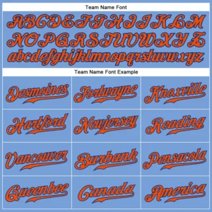Custom Light Blue Baseball Jersey with Orange-Royal - Image 2