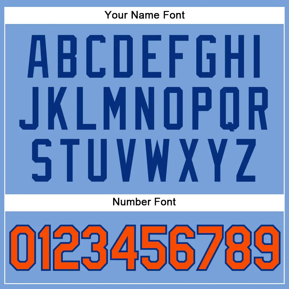 Custom Light Blue Baseball Jersey with Orange-Royal - Image 3