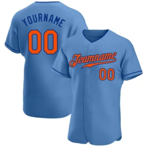 Custom Light Blue Baseball Jersey with Orange-Royal