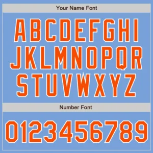 Custom Light Blue Baseball Jersey with Orange-White - Image 3