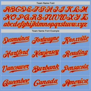 Custom Light Blue Baseball Jersey with Red-Gold - Image 2