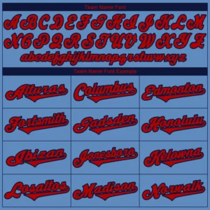 Custom Light Blue Baseball Jersey with Red-Navy - Image 3