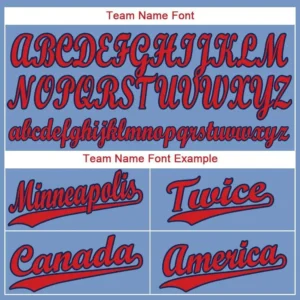 Custom Light Blue Baseball Jersey with Red-Navy - Image 3